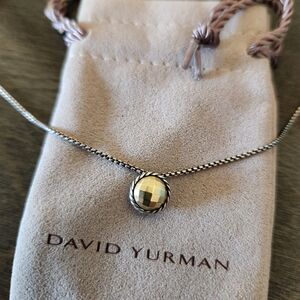 David Yurman Petite Necklace in Sterling Silver with 18K Yellow Gold Dome